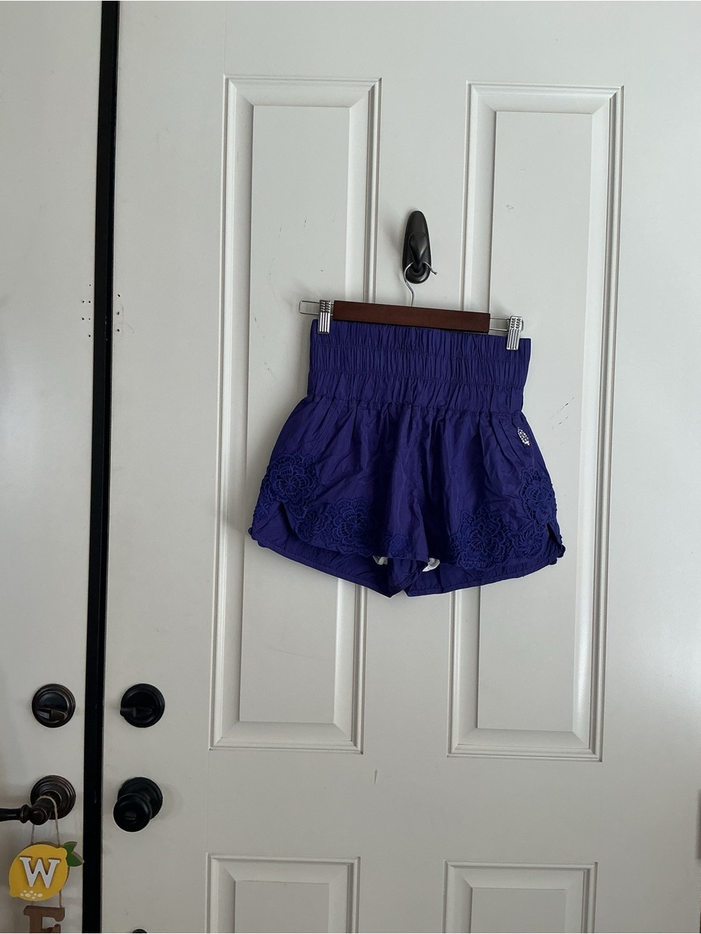 Free People Movement  Purple Lined Shorts with Lace Appliqué size S